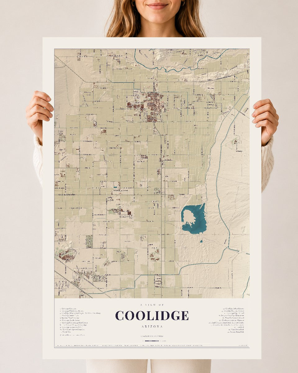 Coolidge, Arizona map print, 24" x 36", Archival Matte Print
