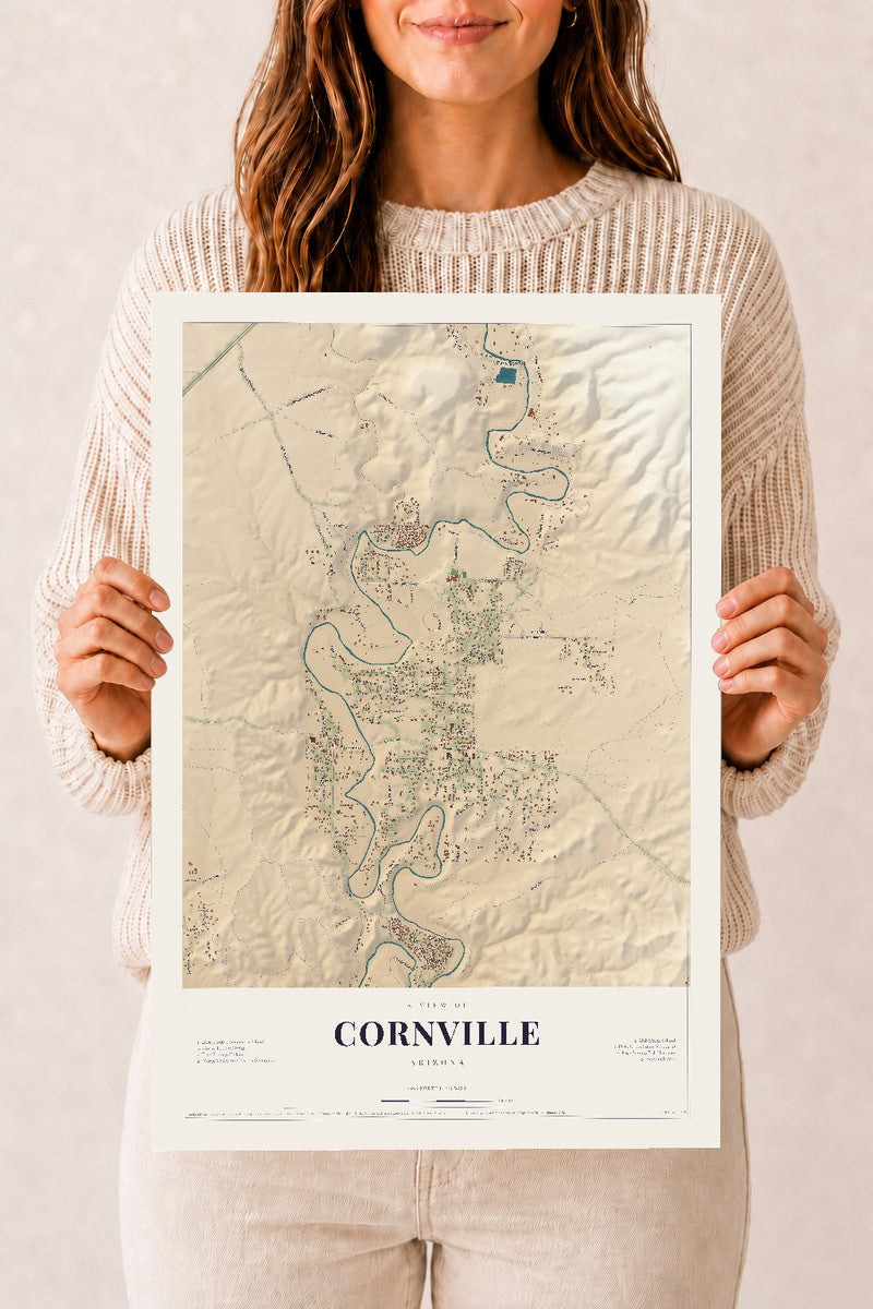Cornville, Arizona map print, 12" x 18", Archival Matte Print