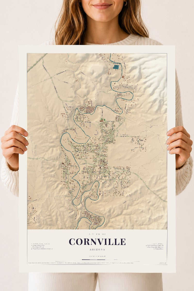 Cornville, Arizona map print, 18" x 24", Archival Matte Print
