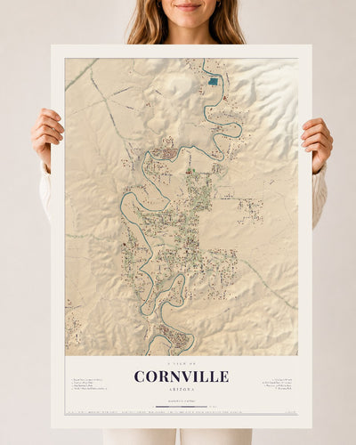 Cornville, Arizona map print, 24" x 36", Archival Matte Print