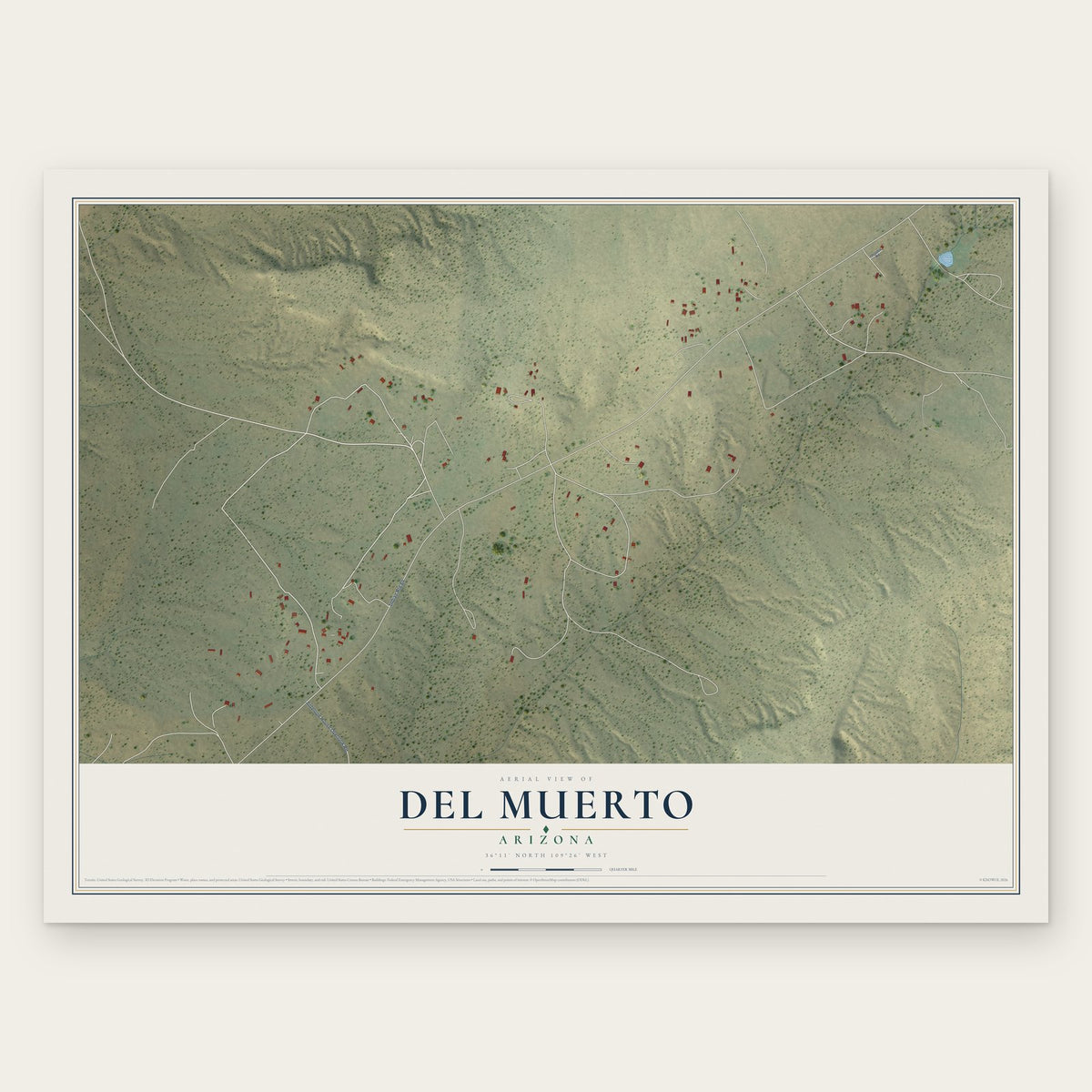 Del Muerto, Arizona map print, the full design