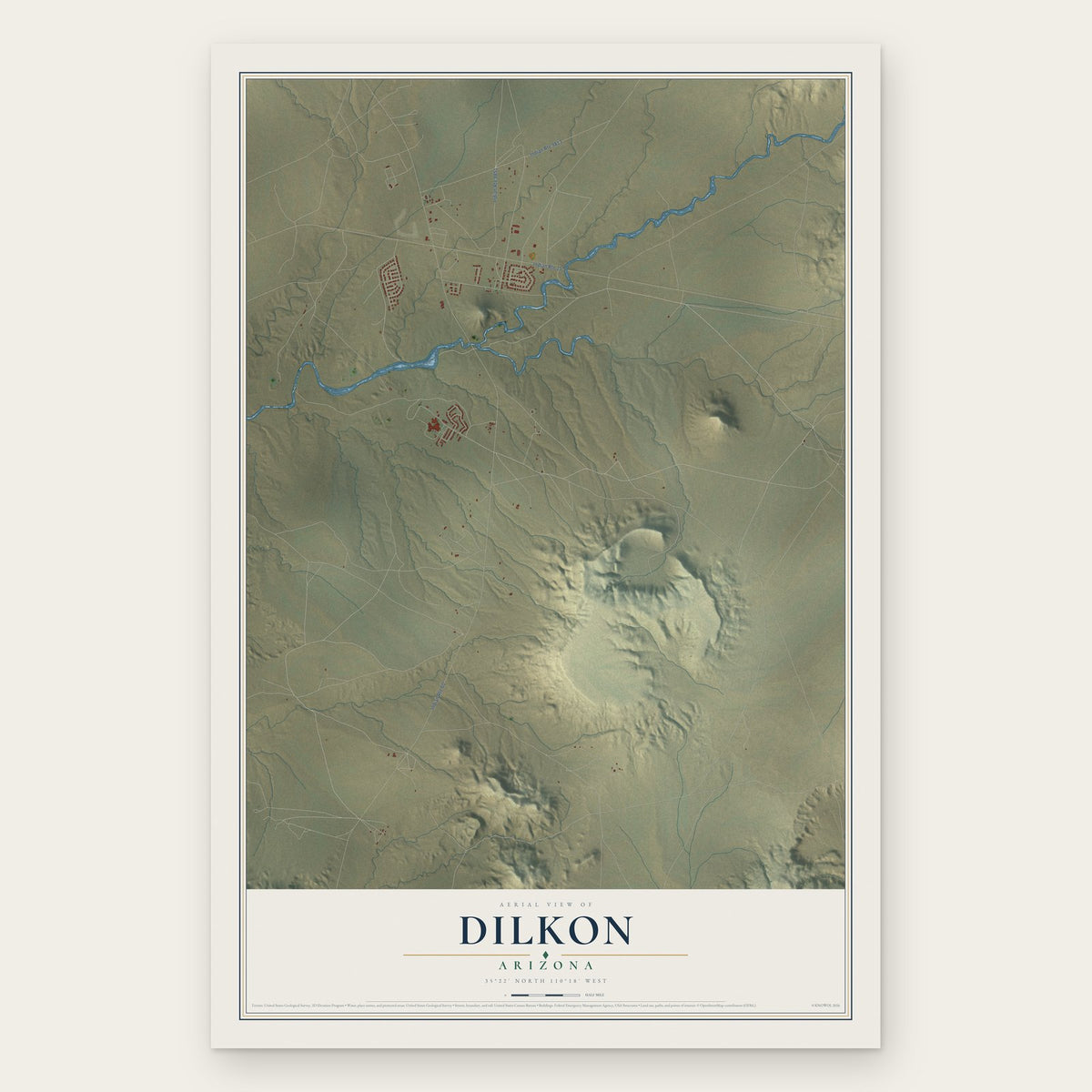 Dilkon, Arizona map print, the full design