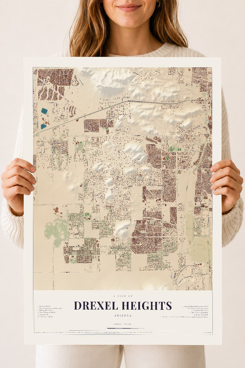 Drexel Heights, Arizona map print, 18" x 24", Archival Matte Print