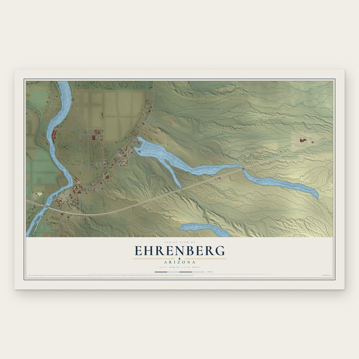 Ehrenberg, Arizona map print, the full design
