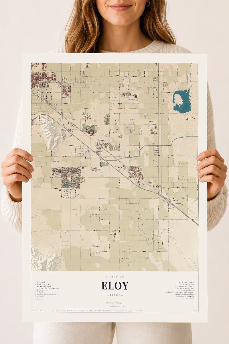 Eloy, Arizona map print, 18" x 24", Archival Matte Print