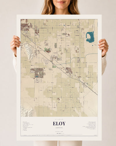 Eloy, Arizona map print, 24" x 36", Archival Matte Print