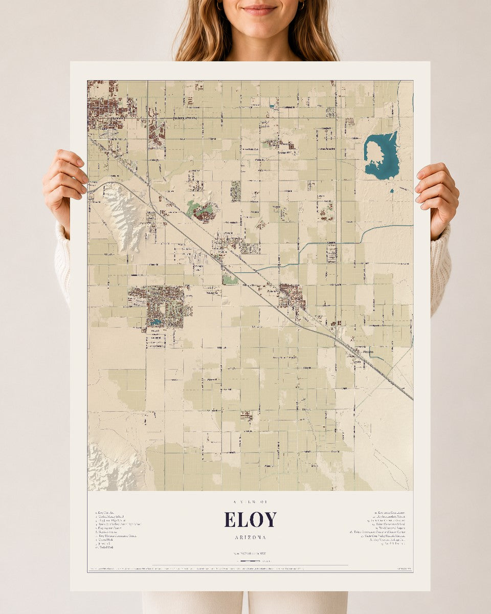 Eloy, Arizona map print, 24" x 36", Archival Matte Print