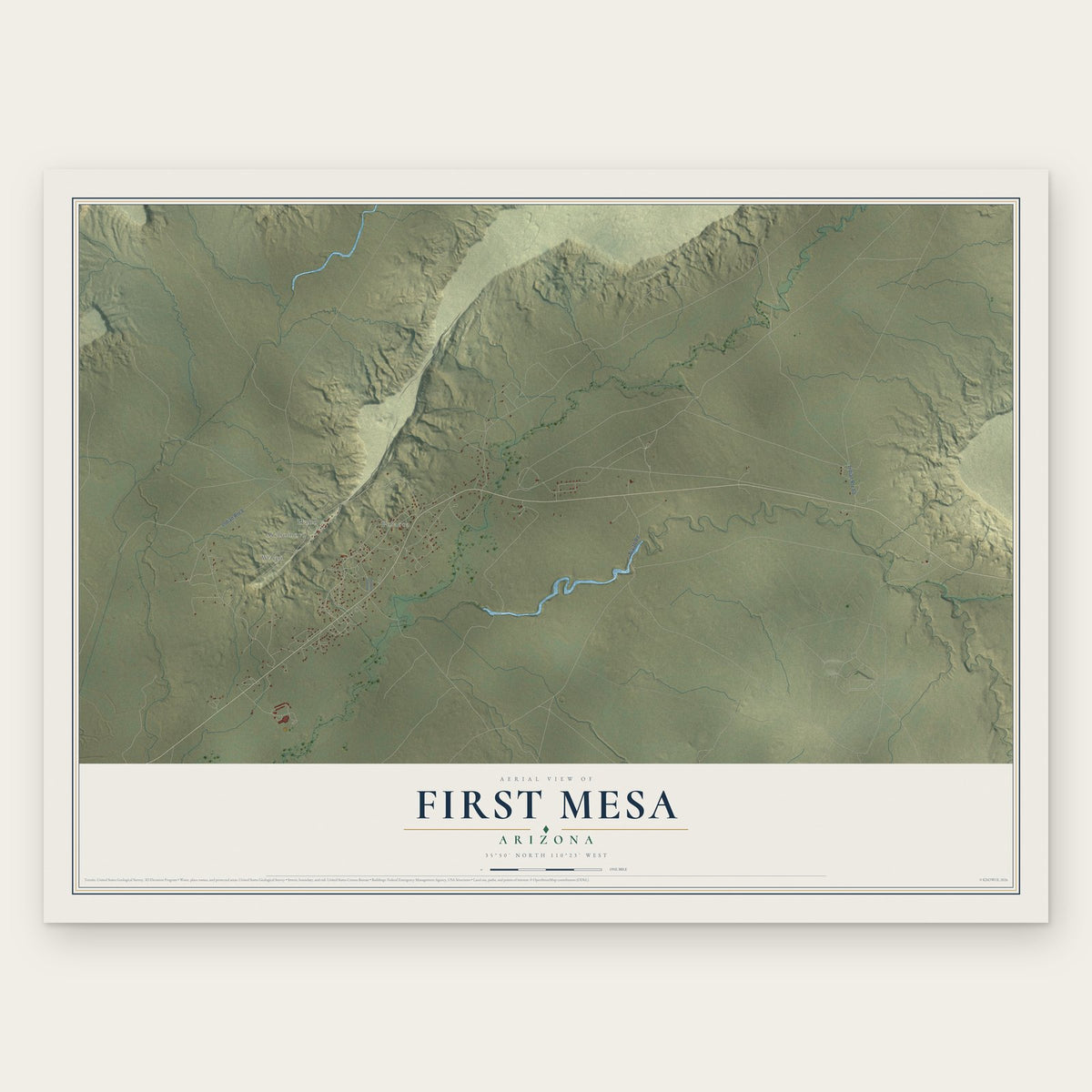 First Mesa, Arizona map print, the full design