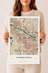 Map of Flowing Wells, Arizona, 12 x 18 inch unframed archival matte print