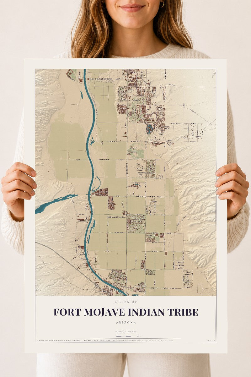 Fort Mojave Indian Tribe, Arizona map print, 18" x 24", Archival Matte Print