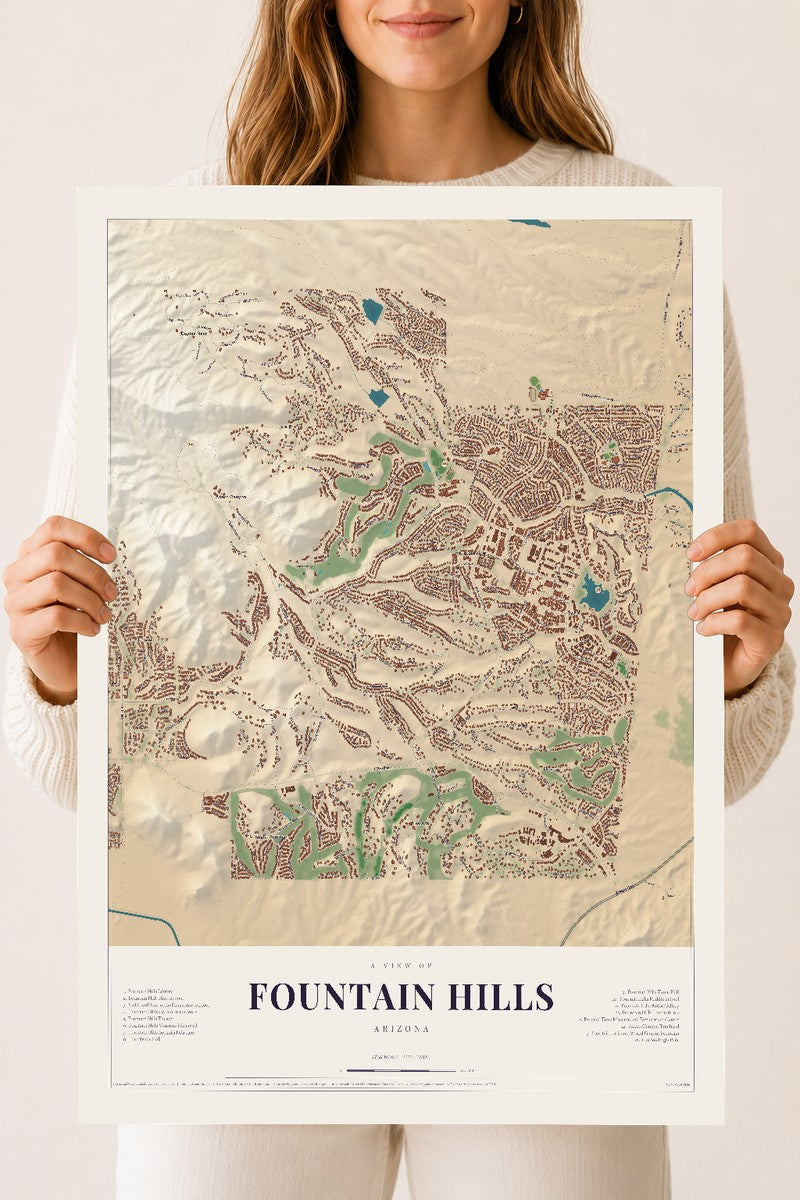 Fountain Hills, Arizona map print, 18" x 24", Archival Matte Print