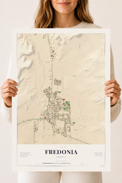Fredonia, Arizona map print, 18" x 24", Archival Matte Print