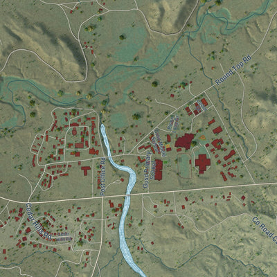 Close-up of the map of Ganado, Arizona print showing street and building detail