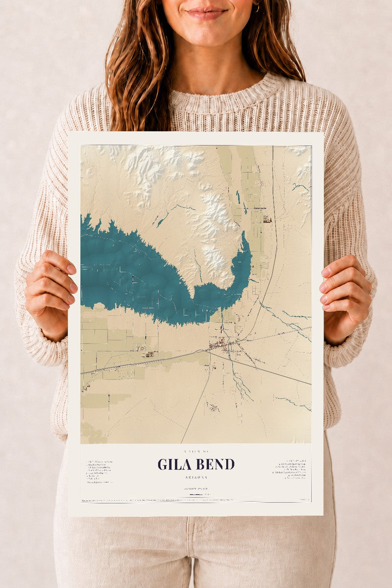 Gila Bend, Arizona map print, 12" x 18", Archival Matte Print