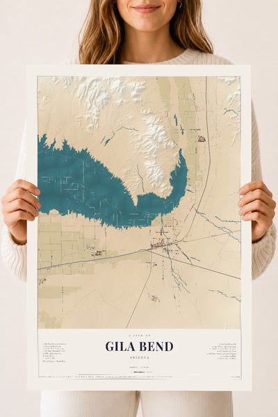 Gila Bend, Arizona map print, 18" x 24", Archival Matte Print
