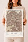 Map of Glendale, Arizona, 12 x 18 inch unframed archival matte print