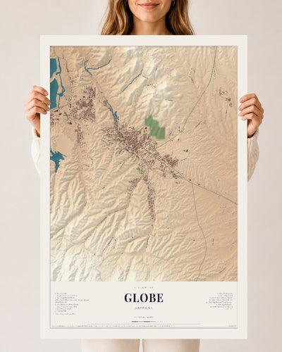 Globe, Arizona map print, 24" x 36", Archival Matte Print