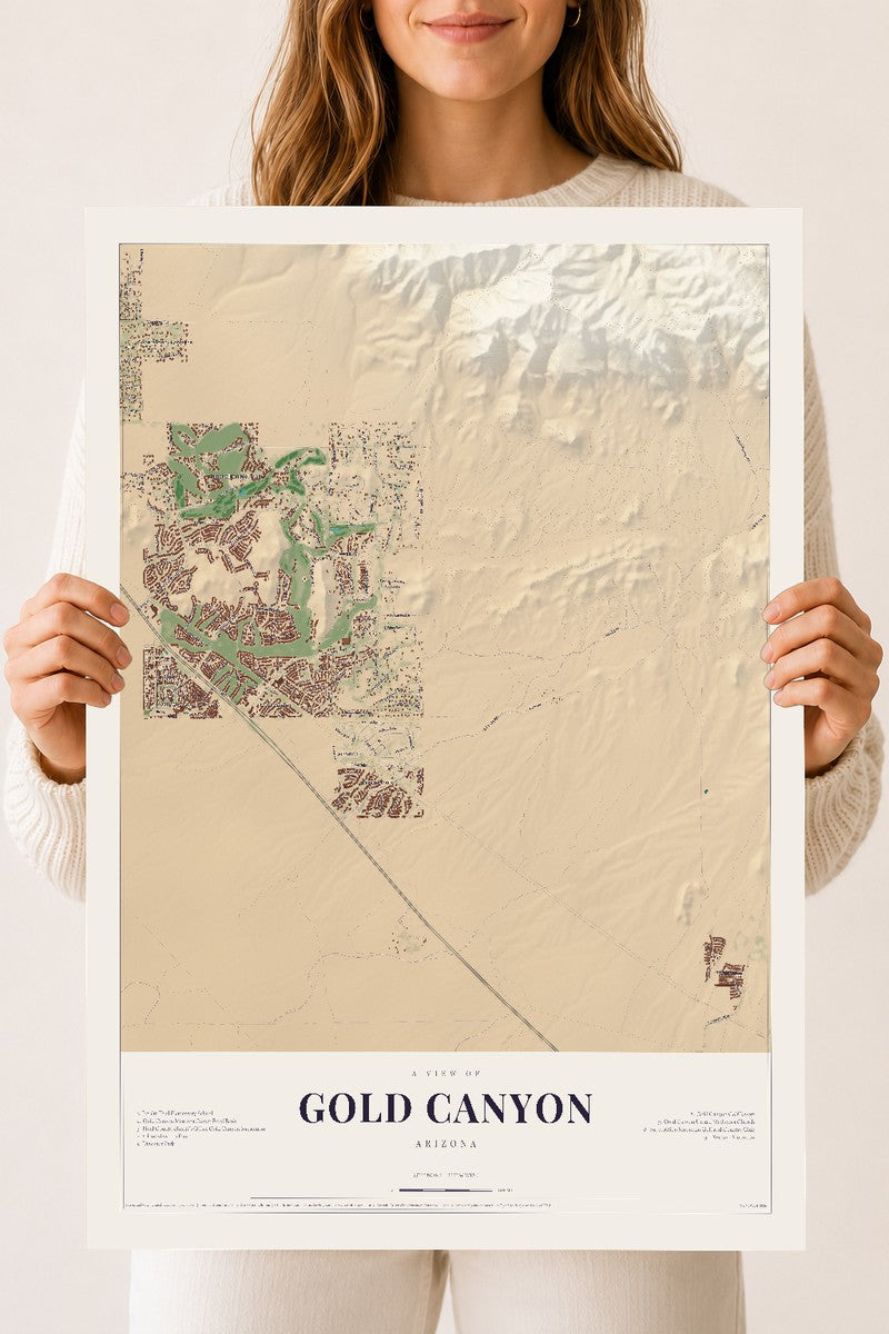 Gold Canyon, Arizona map print, 18" x 24", Archival Matte Print