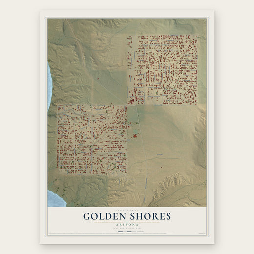 Golden Shores, Arizona map print, the full design