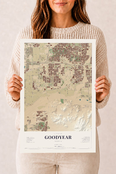 Goodyear, Arizona map print, 12" x 18", Archival Matte Print