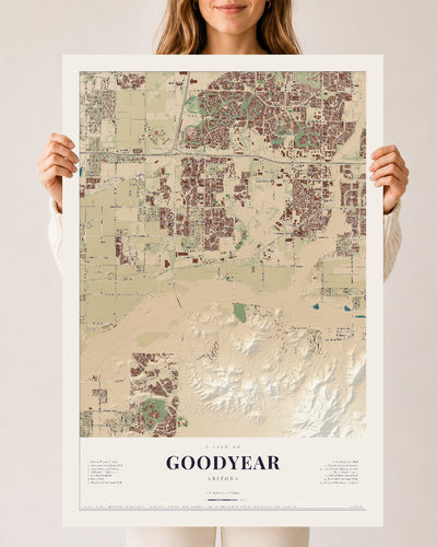 Goodyear, Arizona map print, 24" x 36", Archival Matte Print