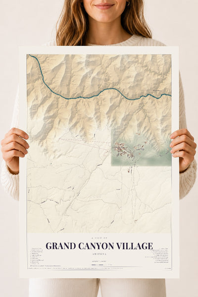 Grand Canyon Village, Arizona map print, 18" x 24", Archival Matte Print