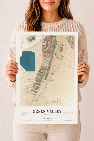 Green Valley, Arizona map print, 12" x 18", Archival Matte Print
