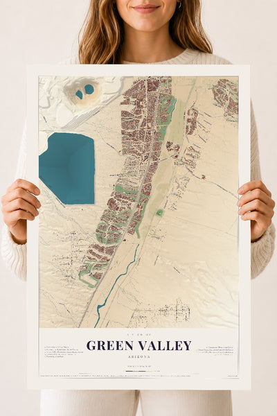 Green Valley, Arizona map print, 18" x 24", Archival Matte Print