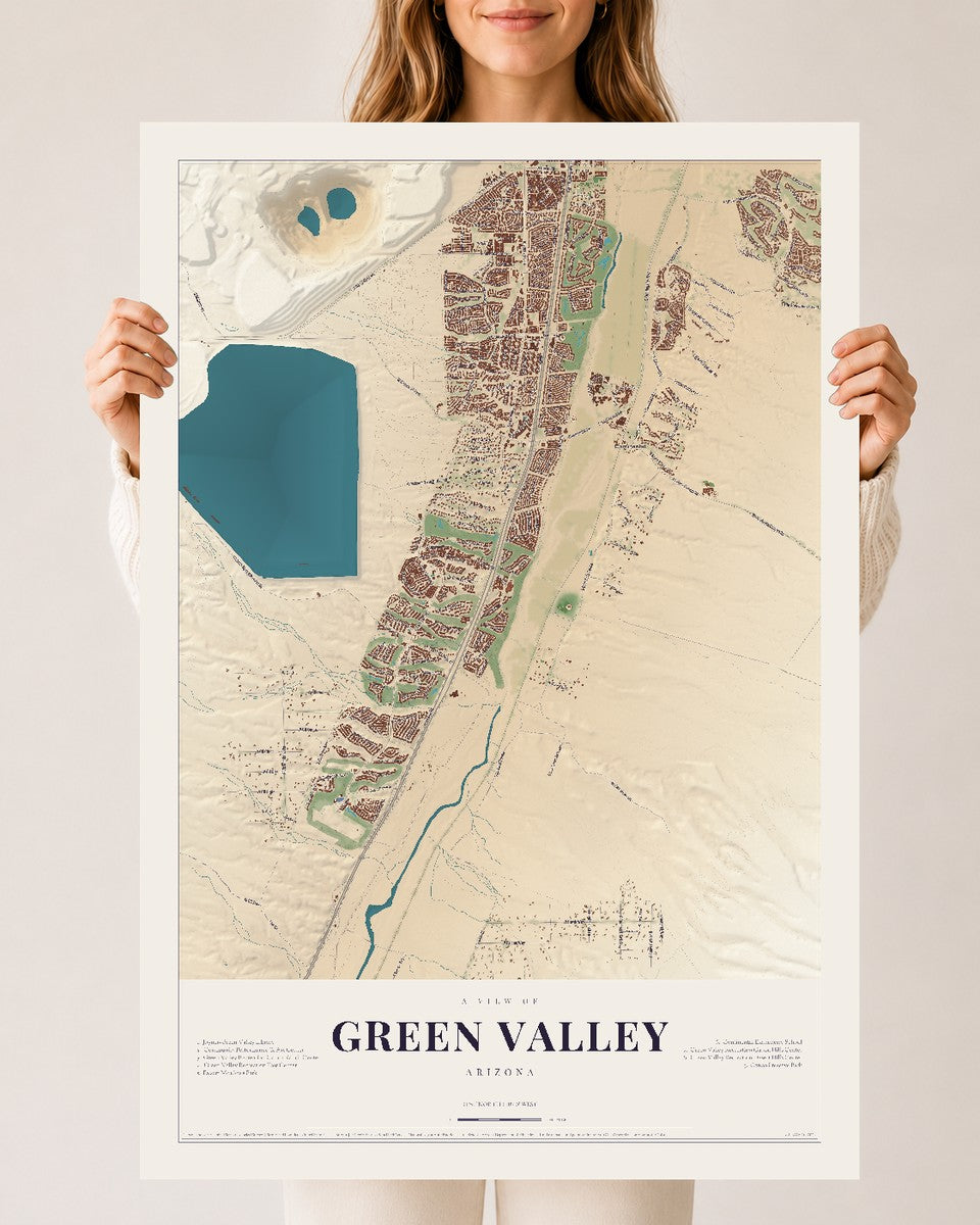 Green Valley, Arizona map print, 24" x 36", Archival Matte Print