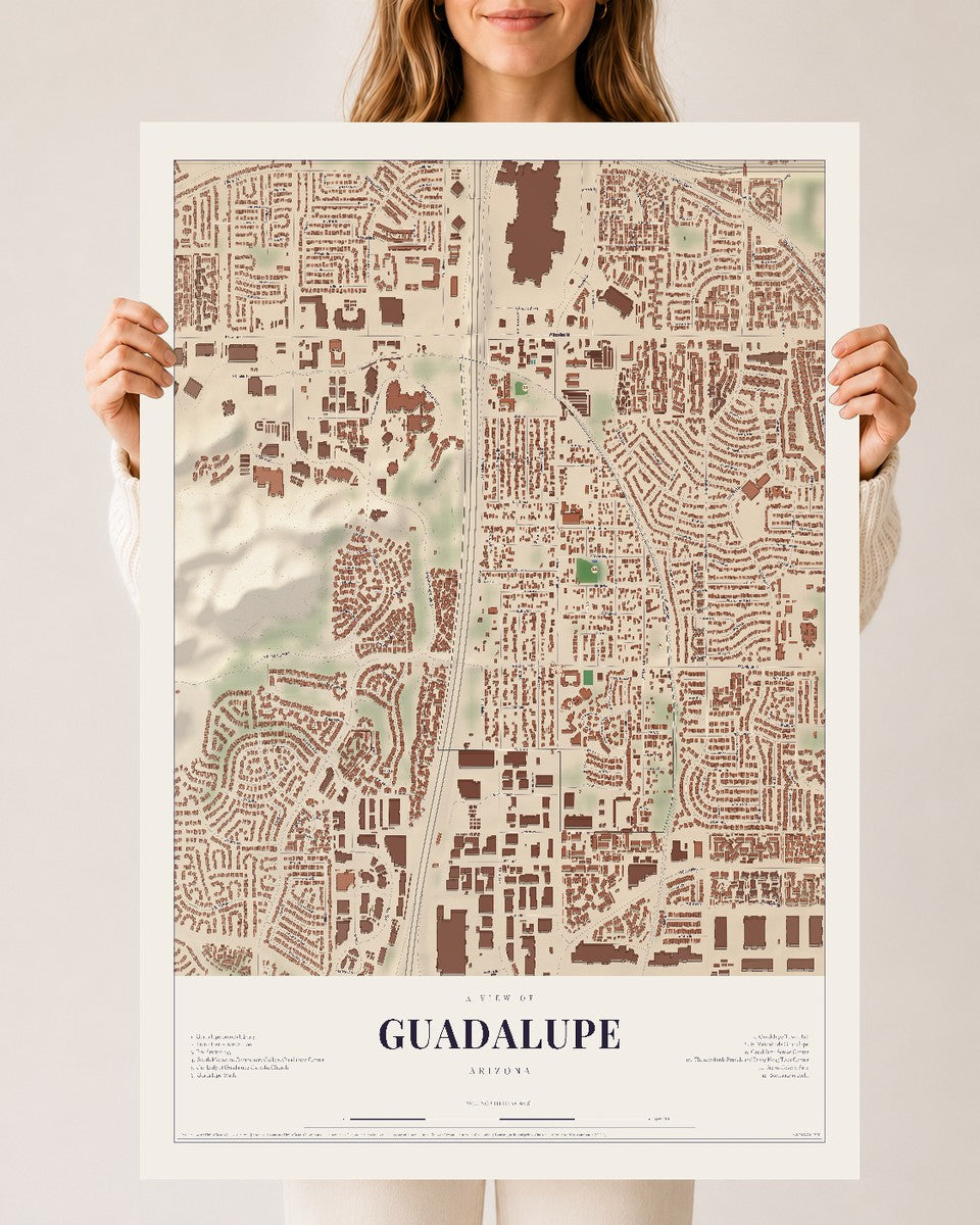 Guadalupe, Arizona map print, 24" x 36", Archival Matte Print