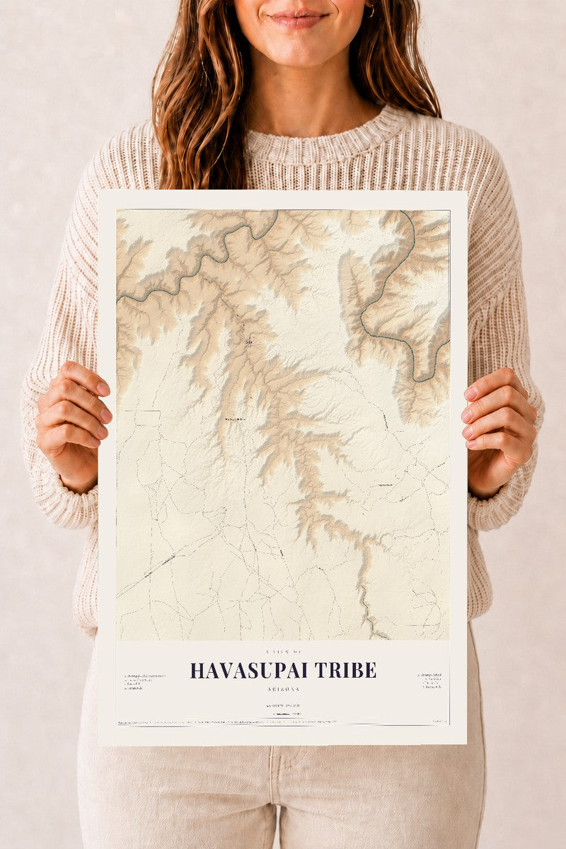 Havasupai Tribe, Arizona map print, 12" x 18", Archival Matte Print