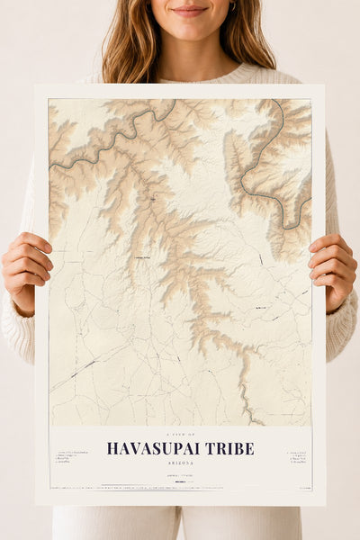 Havasupai Tribe, Arizona map print, 18" x 24", Archival Matte Print