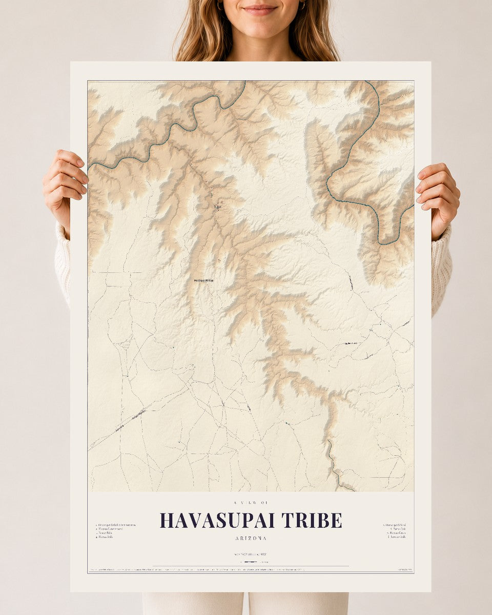 Havasupai Tribe, Arizona map print, 24" x 36", Archival Matte Print