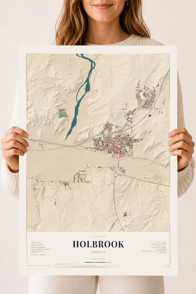 Holbrook, Arizona map print, 18" x 24", Archival Matte Print
