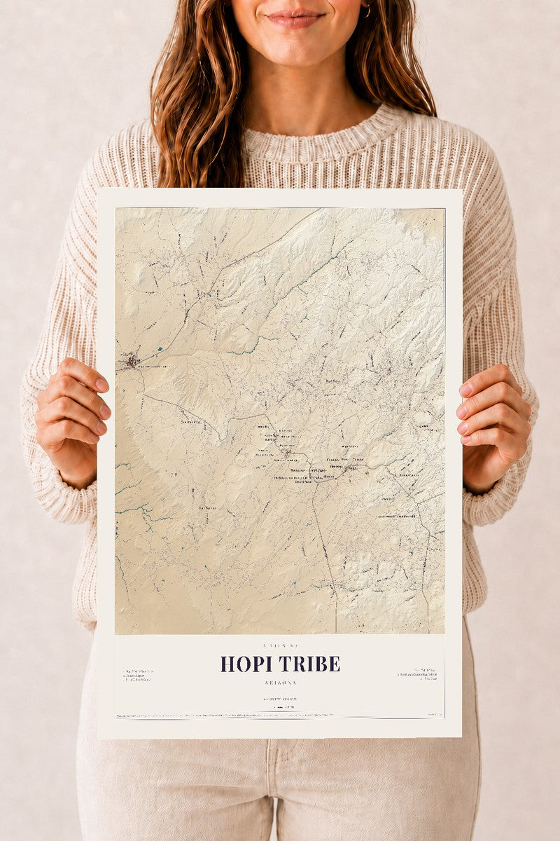 Hopi Tribe, Arizona map print, 12" x 18", Archival Matte Print