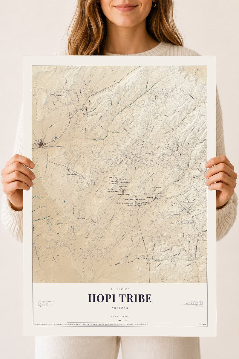 Hopi Tribe, Arizona map print, 18" x 24", Archival Matte Print