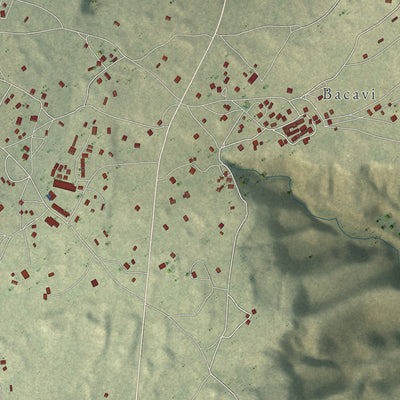 Close-up of the map of Hotevilla-Bacavi, Arizona print showing street and building detail