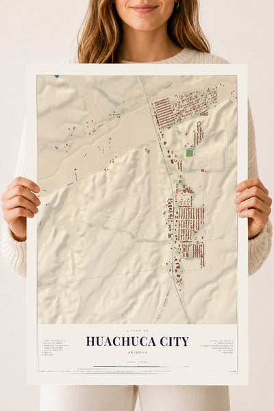Huachuca City, Arizona map print, 18" x 24", Archival Matte Print