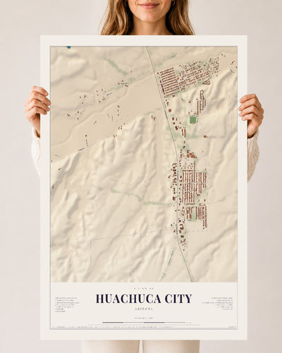 Huachuca City, Arizona map print, 24" x 36", Archival Matte Print