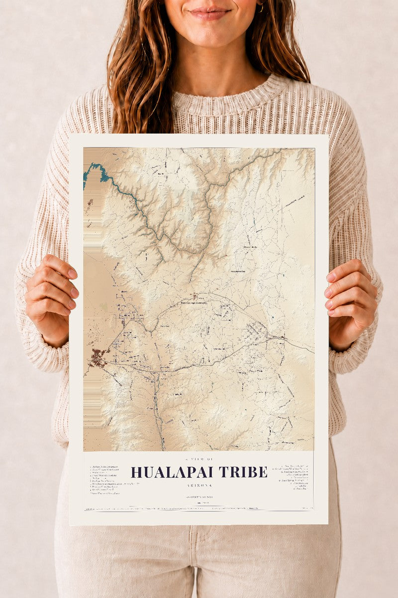 Hualapai Tribe, Arizona map print, 12" x 18", Archival Matte Print