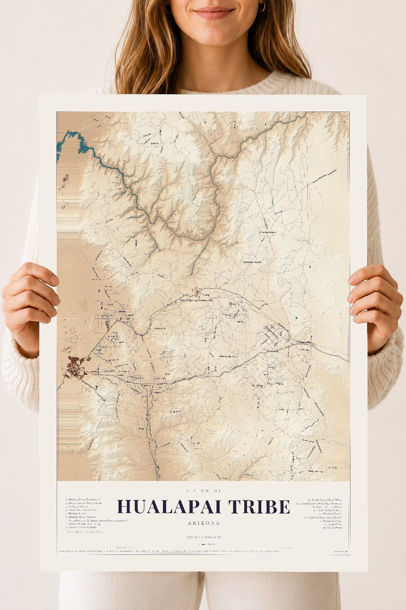 Hualapai Tribe, Arizona map print, 18" x 24", Archival Matte Print