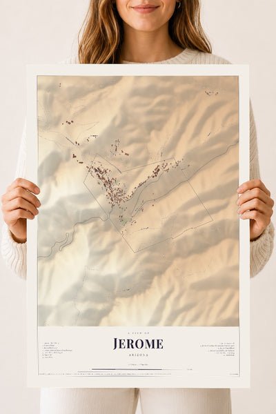 Jerome, Arizona map print, 18" x 24", Archival Matte Print