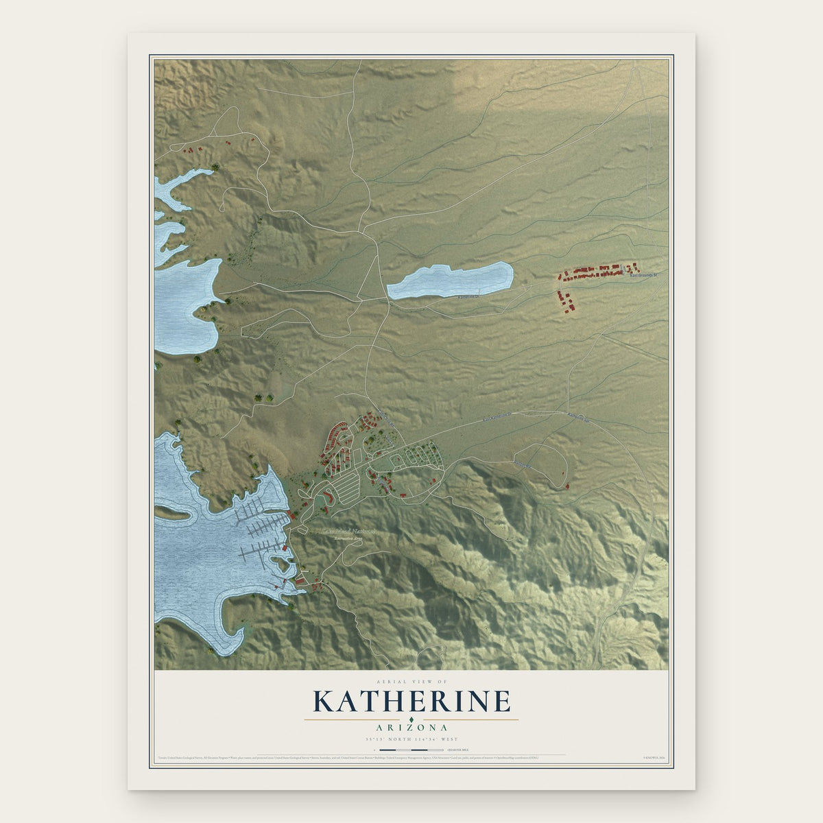 Katherine, Arizona map print, the full design