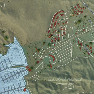Close-up of the map of Katherine, Arizona print showing street and building detail