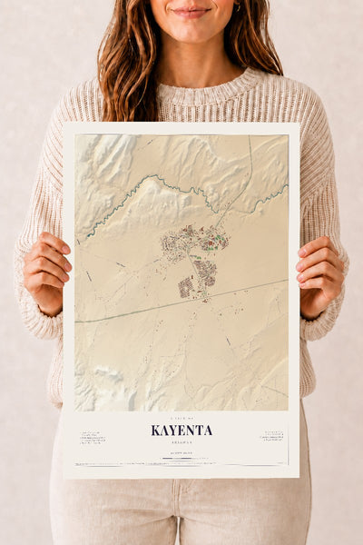 Kayenta, Arizona map print, 12" x 18", Archival Matte Print
