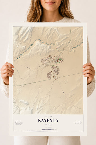 Kayenta, Arizona map print, 18" x 24", Archival Matte Print