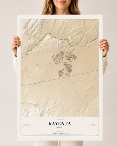 Kayenta, Arizona map print, 24" x 36", Archival Matte Print