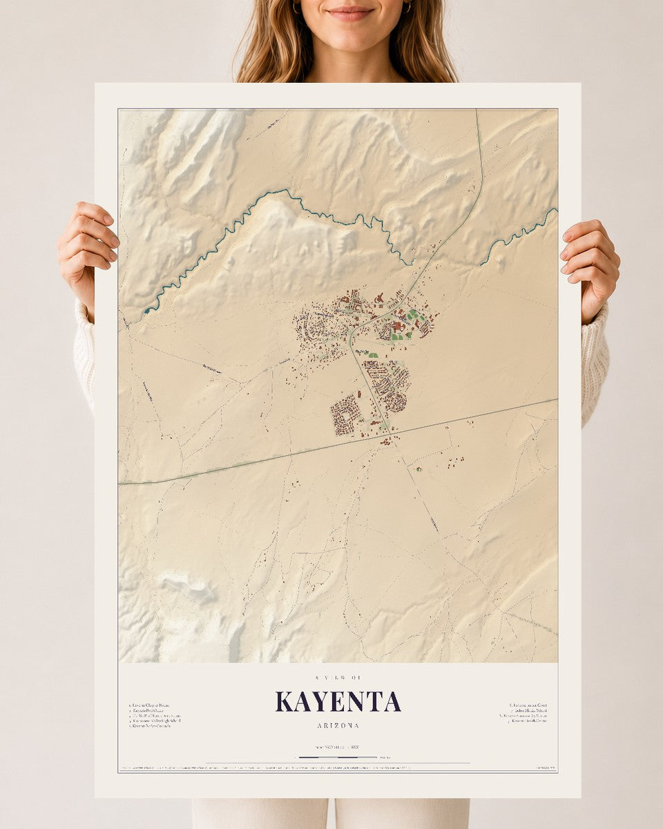 Kayenta, Arizona map print, 24" x 36", Archival Matte Print