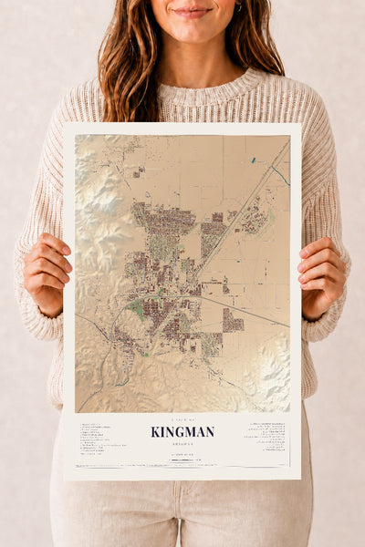 Kingman, Arizona map print, 12" x 18", Archival Matte Print