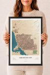 Map of Lake Havasu City, Arizona, 12 x 18 inch print in a black wood frame